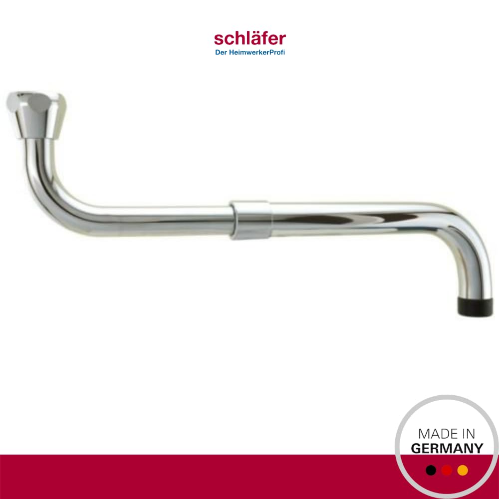 Schläfer 401010 | Caño extensible en S para grifo de pared - 300-500 mm - Caño en S con regulador de chorro Neoperl - Caño giratorio para batería de pared - Cubierta IG3/4 - Latón cromado