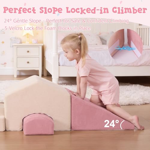 Image of STAOLENE 5PCS Foam Climbing Blocks for Toddlers 1-3 | Montessori Indoor Play Gym with Ball Pit & House Module, Soft Climb and Crawl Activity Set for Kids(Balls Not Included)
