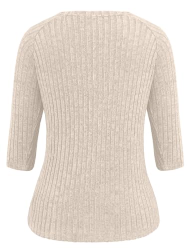 Image of JomeDesign Sweaters for Women 3 /4 Sleeve Shirts Crew Neck Sweatshirts Loose Casual Blouses Fashion Tops