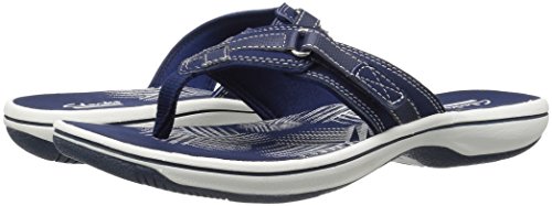 Clarks Womens Breeze Sea Flip Flop, New Navy Synthetic, 8 Us #TOP6
