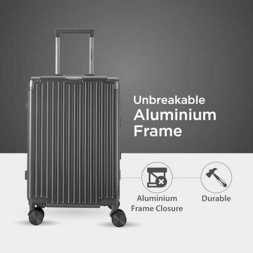Image of Maleta Crown Series Cabin Trolley Bag |Aluminium Frame, 20 inch, 8 Spinner Wheels, Dual TSA Lock |Free Bag Cover| Trolley Bags for Travel | Suitcase for Travel (Grey, Cabin-Small)