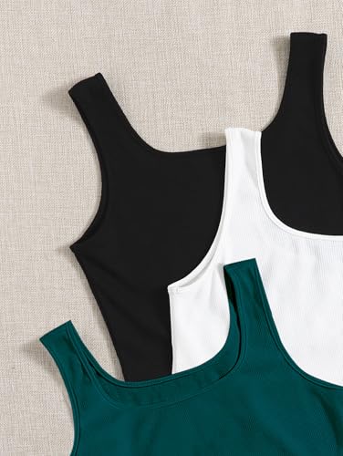 Image of (Pack of 3) Stylish Sleeveless Round Neck Ribbed Tank Tops for Women and Western Crop Top