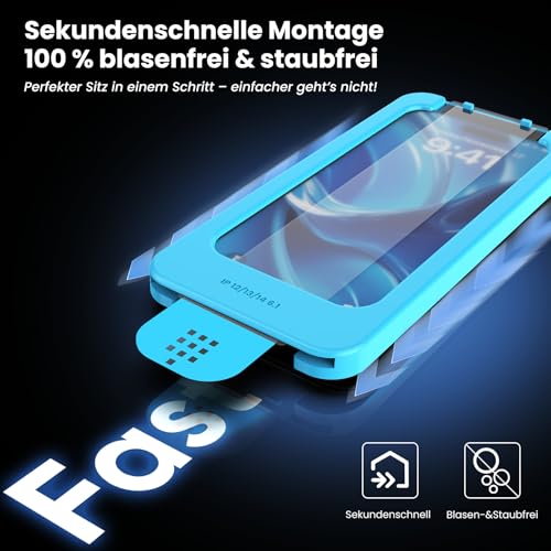 DEINODON Panzerglas für iPhone 12/12 Pro [Auto-Montage] 100% Blasenfrei – Ansicht 2