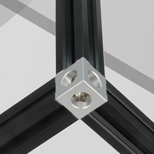 Yeebyee 2020 Aluminium-Würfel-Eckwinkel mit M5x14mm Schrauben für 6mm Schlitz 2020 Serie Aluminium-Strangpressprofil (Silber-Würfel-Ecke)