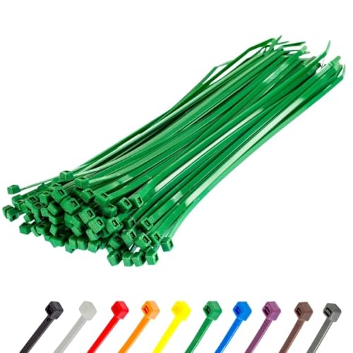 Gocableties Green Cable Ties 200mm x 4.8mm Pack of 100 8 Premium Nylon Zip Ties Multi-Purpose Plastic Tie Wraps Secure Self-Locking Mechanism for Home Garden Office and DIY