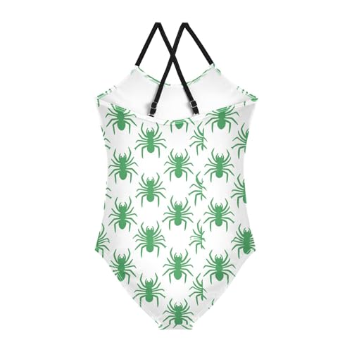 Green Spider Girls One Piece Swimsuits Quick Dry Beach Swimwear Bathing Suit2
