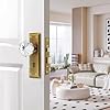 newliplace Mortise Lock Set for Interior Door, Antique Brass Door Knobs with Lock and Skeleton Key, Crystal Glass Door Knobs for Old Style Door