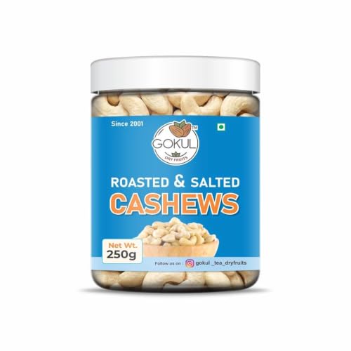Image of GOKUL Premium Roasted & Salted Cashews 250g | Premium Salted Whole Kaju w240 | Crunchy & Flavourful Dry Fruit Snack | Rich in Protein & Fiber | Healthy Gifting Option