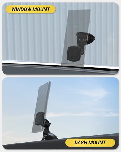 Image of Scosche Extra Strength Suction Cup Phone Mount, Magnetic Dashboard /Windshield Mount Cell Phone Holder for Car with 360 Rotation, StickGrip Base & Thick Metal Plate for iPhone and Android, Not MagSafe
