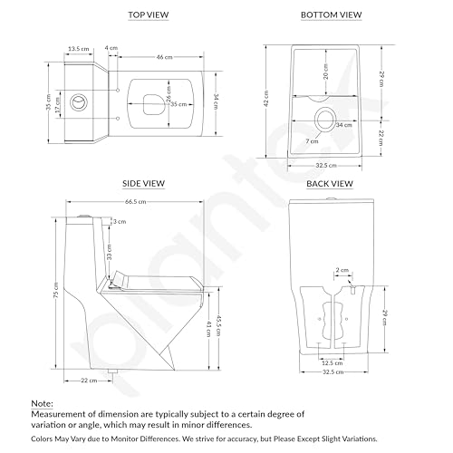 Plantex Platinum S Trap One Piece Commode Toilet/Rimless Washdown Flush for Toilet/Western Commode with Soft Close Toilet Seat Cover - (White)