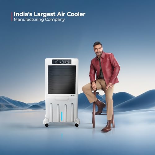Image of SUMMERCOOL Rafale 95Ltr Desert Air Cooler with wheel for Home | High Speed Fan | 35ft Powerful Air Throw| Desert Cooler | Inverter Compatible | HoneyComb | Collapsible | 1 year warranty | White