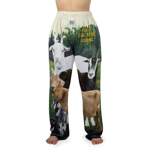 BRIEF INSANITY Goat Lounge Pajama Pants for Men and Women | Humorous, Funny, Comfortable Bottoms - Goat to be Kidding Print