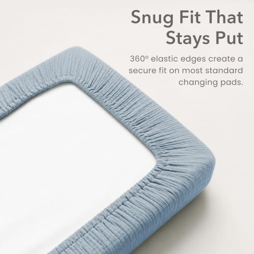 Image of Konssy 2 Pack Quilted Muslin Changing Pad Cover, Waterproof Layer 32 inch x 16 inch