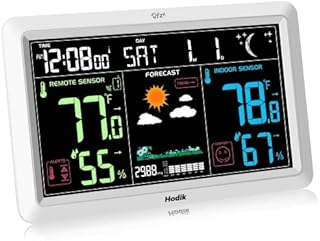 Weather Station with Atomic Clock Indoor Outdoor Thermometer Wireless, Humidity and Temperature Monitor Barometer Hygrometer with High Precision Sensor