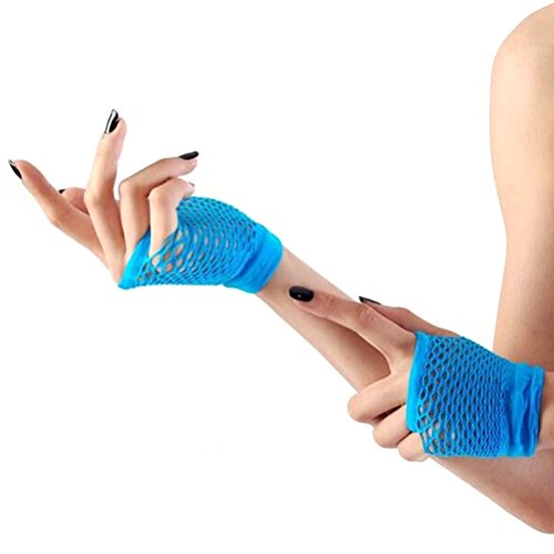 Haodeba 7 Pairs Stretchy Fingerless Fishnet Gloves For Parties, Assorted Brighted Color #TOP2