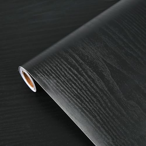 Black Wood Contact Paper 15.7x118 Peel and Stick Wallpaper Black Wood Wallpaper Self-Adhesive and Removable Decorative Contact Paper for Cabinets Countertops Shelve Wall Paper