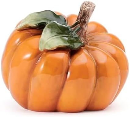 Fitz and Floyd Harvest Halloween Side Pumpkin Ceramic Figurine, 5...