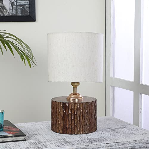 Image of tu casa Table Lamps with Mango Wood Base & Flex Cotton Shades for Home Decor, Bedrooms, Living Room, Gifting, Diwali Decoration, Dining Space, Study Room, Hall (Height- 31cm) - Bulb not Included