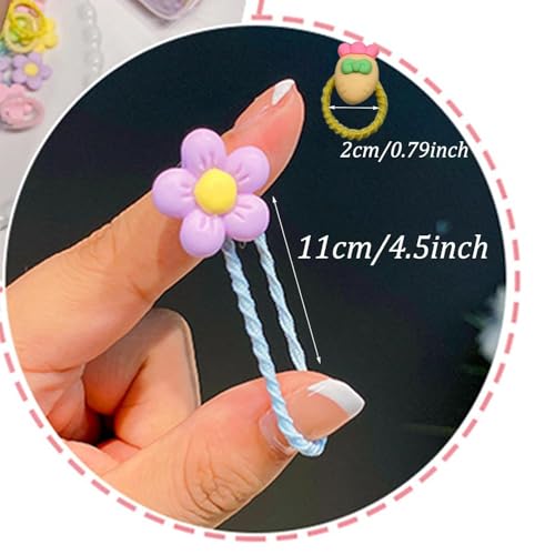 Image of NEOBABY Colorful Flower Design Elastic Hair Bands - Rubber Bands & Hair Accessories for Baby Girls, Toddlers, Kids, and Women (Assorted, Pack of 6 Pairs)