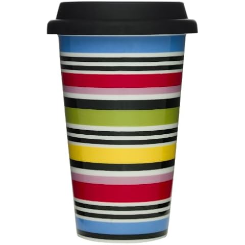 Sagaform Studio Takeaway Mug, with A Silicone Lid, Porcelain, Multi-Colour, 8.9 x 8.9 x 15.2 cm Cover