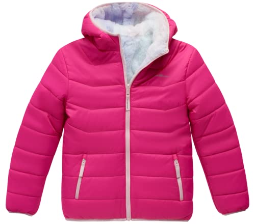 Image of Eddie Bauer Girls' Reversible Jacket - Deer Harbor Waterproof Lightweight Puffer Coat with Faux Shearling Lining (5-20)