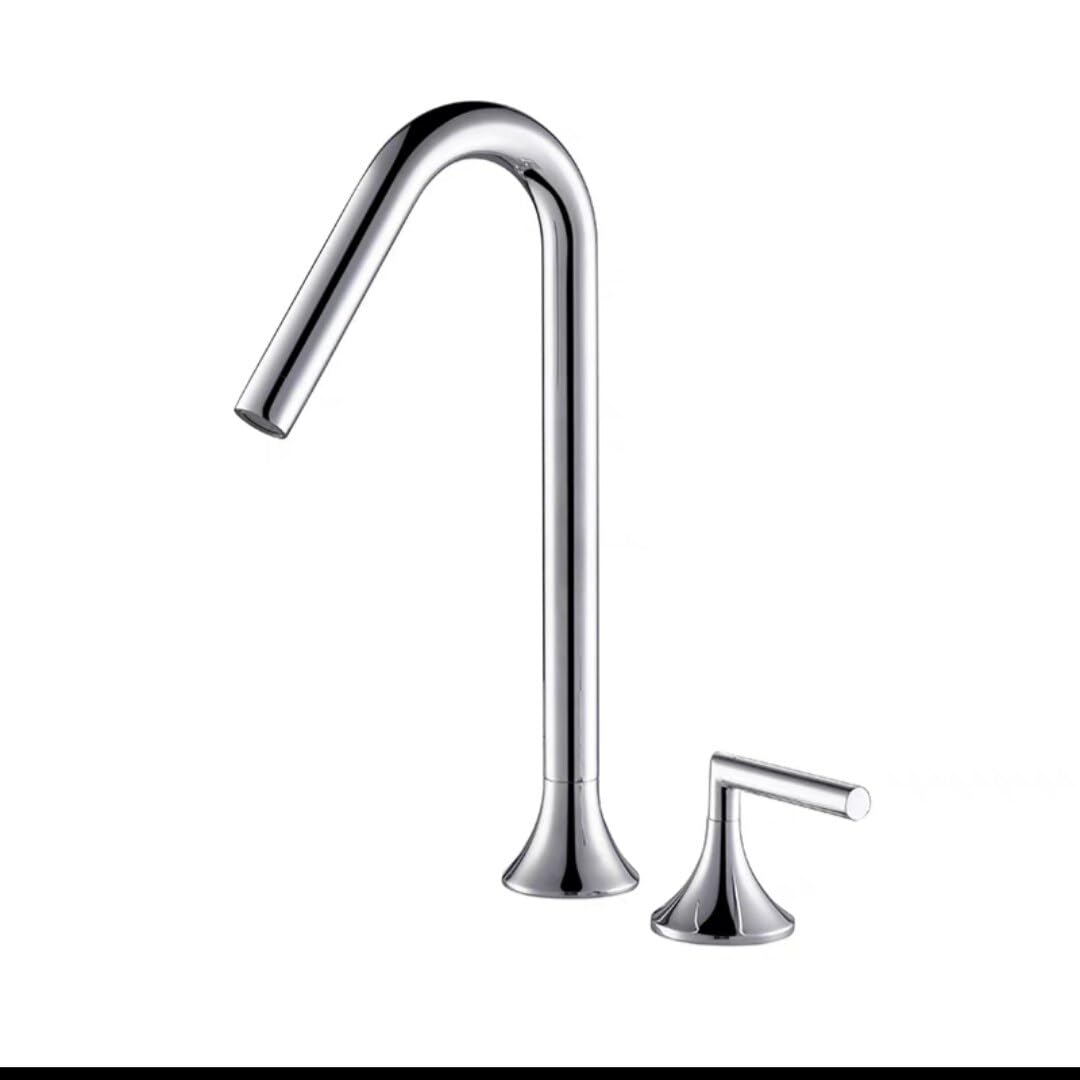 COSZWQDP Two Handle Tall Brass Faucet Mixer Tap Basin Torneira Gourmet De Cozinha Hot Cold Water Bathroom Bath Gray Black Chrome(Chrome One)