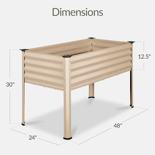 Image of Best Choice Products 48x24x30in Galvanized Raised Garden Bed, Metal Elevated Planter Box, Vegetable Garden for Backyard, Patio, Balcony - Beige