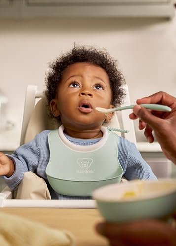 BabyBjörn Baby Feeding Set, 3 pcs, Powder Green | Includes Baby Plate, Baby Fork, Baby Spoon, and Baby Cup | Dishwasher Safe | Toddler Feeding Set for self-Feeding or Baby-led weaning4