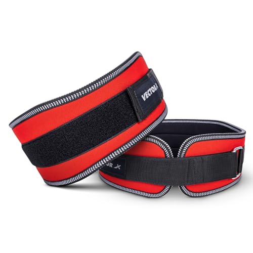 Image of Vector X Level Up 5 Inch Weight Lifting Gym Belt Quick Locking Gym Belt Fitness Weightlifting Belt for Squats, Weightlifting and Strength Training (Red,Small)
