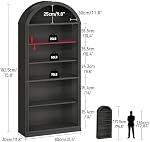 RALGEND Arched Bibliothèque, 75.8" Bibliothèque d'Arche Tall avec stockage, 6-Tier Étagère de livre de ferme, Armoire arquée, étagère en bois avec étagères à affichage ouvert, plateau réglable, bureau, noir