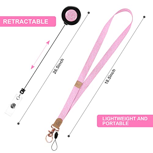 Lanyards For Keys For Women Neck Keychains Cute Pink Lanyard With Retractable Badge Reel Long Key Chain Strap Girls Key Lanyard #TOP2