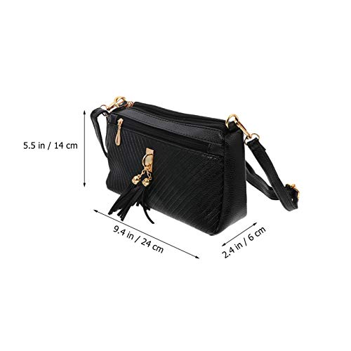 PretyzOOM Bolsa de mão feminina com borla transversal, bolsa de ombro, bolsa acolchoada com alça de