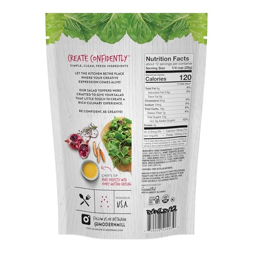 Image of Modern Mill Antioxidant Salad Topper By Gourmet Nut - Mixed Nuts (Almonds), Dried Cranberries & Blueberries, Sunflower Seeds & Pumpkin Seeds - Gluten Free, Low Sodium, Kosher, Plant Protein, 12oz. Bag