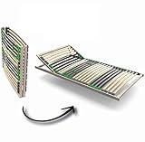 Lattenrost 140x200cm FlexSTAR, Lattenrahmen mit 28 Leisten 7 Zonen Härtegrad EINSTELLBAR Kopfteil VERSTELLBAR, Duo-Kappen aus Kautschuk bieten OPTIMALEN Schlafkomfort, Buche Birke, bis 140 kg