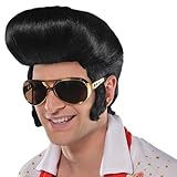 AMSCAN Rock and Roll Wig Halloween Costume Accessories, Black, One Size