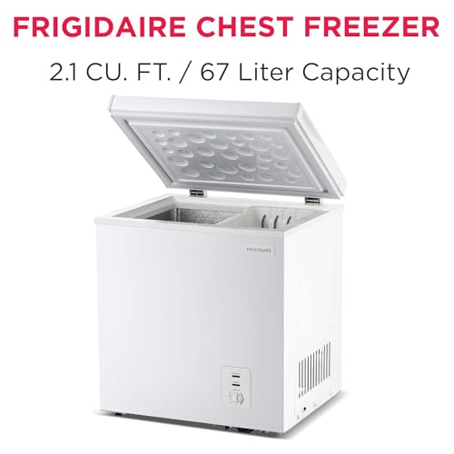 Frigidaire Chest Deep Freezer, 2.0 Cu. Ft. Capacity, Adjustable Thermostat-Removable Vinyl Coated Wire Basket-Easy Defrost Drain- Garage Ready- Pearl White on Fridge.com