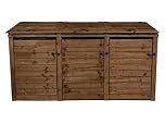 Arbor Garden Solutions Wheelie bin storage pressure treated garden recycling store lid shed outdoor trash cover (Triple, Without recycling shelf, Brown)
