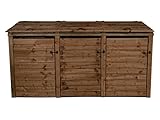 Arbor Garden Solutions Wheelie bin storage pressure treated garden recycling store lid shed outdoor trash cover (Triple, Without recycling shelf, Brown)