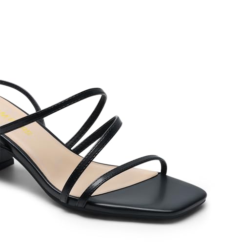 Image of DREAM PAIRS Womens Strappy Block Heel Sandals | Block Heels 2 inch Strappy Square Toe, chic strappy style,Chunky Low Heeled Sandals,for Party Wedding Evening