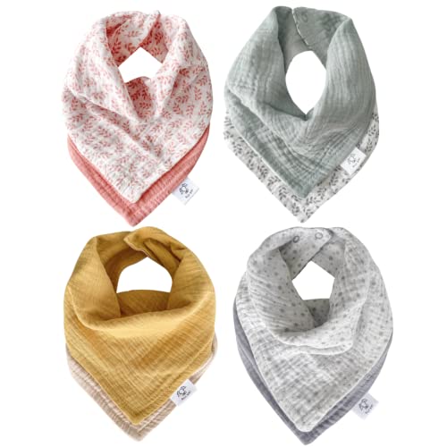 Image of Billy Bibs Baby muslin bibs for girls or boy - Drool bibs - Organic Bandana Bib with snaps for Newborn to 24 Months - Unisex