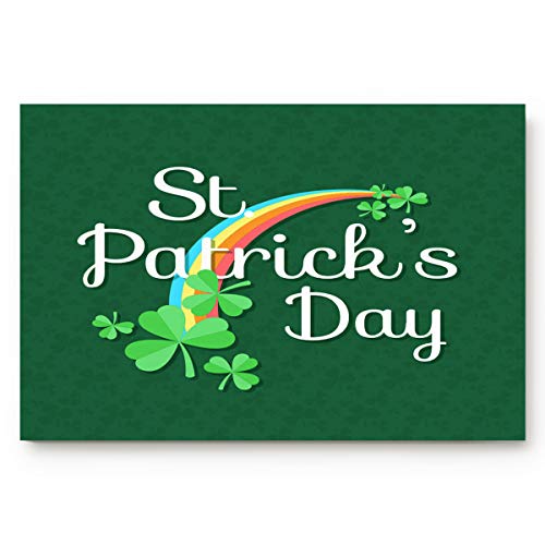 Entrance Way Door Mats Bath Mats Welcome Rugs St. Patrick's Day Shamrock And Rainbow Decor Printed Indoor Mat Rubber Backing Floor Mat For Kitchen/Bedroom/Office 16X24Inch #TOP3