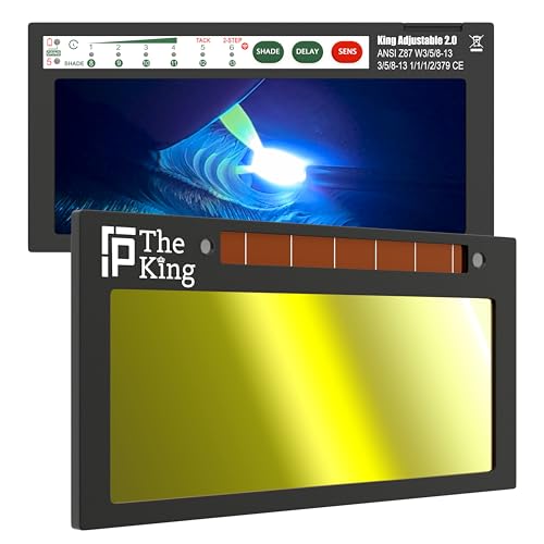Image of The King Adjustable 2.0 | Adjustable Shade 8-13 Gold Auto Darkening Welding Lens With Grind Mode | 5A TIG Rating - No Flashing | 2 inch X 4.25 inch X 0.2 inch | Gold Welding Lens - Blue Puddle | Royal Series 2.0