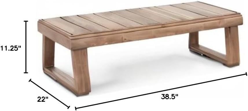 Outdoor Acacia Wood Rectangular Coffee Table Brown Rustic Water Resistant