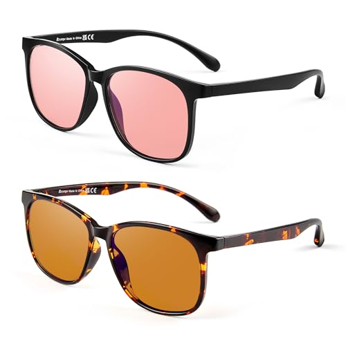 Image of Fluorescent-41 Pink Tinted Blue Light Blocking Glasses for Migraine, Light Sensitivity, Photophobia JF5002