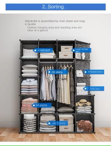 Image of Kids Plastic Collapsible Wardrobe Organizer for Storage | Cute Cartoon Design | Heavy Duty Cloth Organizer for Storage | Easy to Assemble | Perfect for Kids Room & Home (Black-HL)