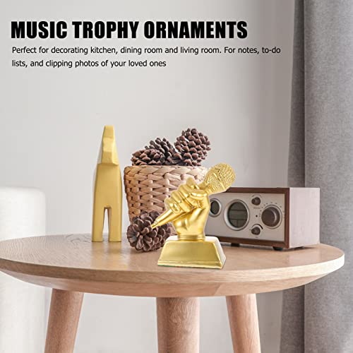 SEWACC Microphone Trophy Resin Microphone Gold Sculpture Singing Award Trophy for Home Office Decoration by SEWACC - Used condition - Image 6
