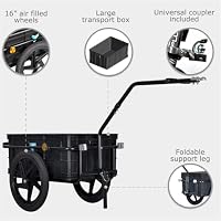 Fahrrad-Lastenanhänger mit sicherer Anhängerkupplung, 50 kg Tragkraft, robuster Fahrradwagen, zusammenklappbar, kompakte Aufbewahrung, ideal für den Transport von Ausrüstung und Ausrüstung – Ansicht 7