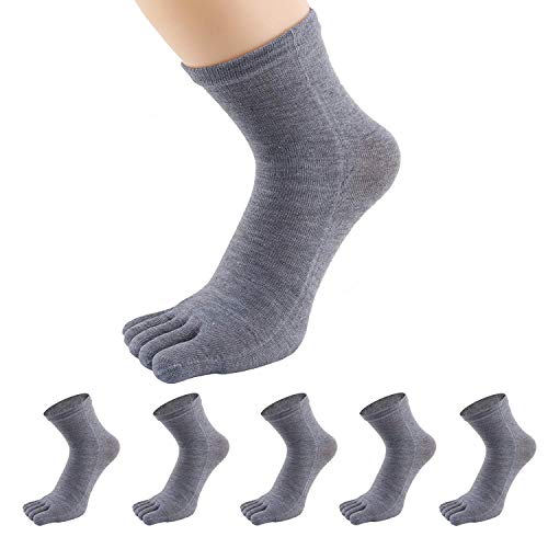 PACKGOUT Five Finger Socks, Toe Socks Soft & Breathable Running Crew Socks for Mens, 5 Pairs Socks Included…