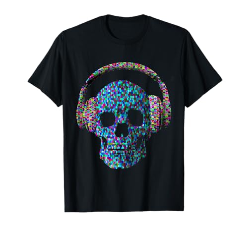 Tête de mort avec écouteurs. T-Shirt