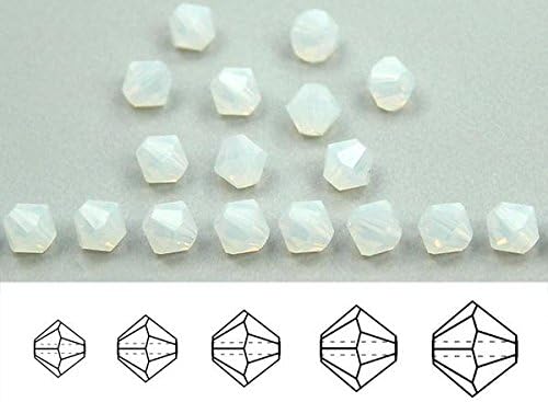 3mm White Opal, Czech MC Bicone Beads (Rondell, Diamond Shape Crystals), 2.5 gross = 360 pieces